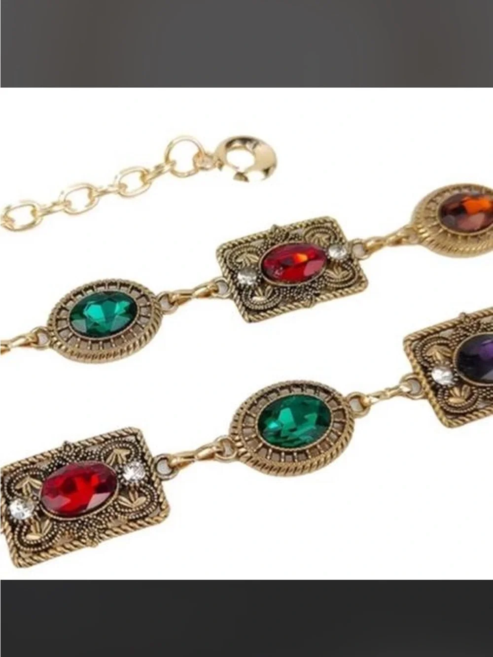 Gold Multicolor Gemstone Chain Belt - Women Accessories